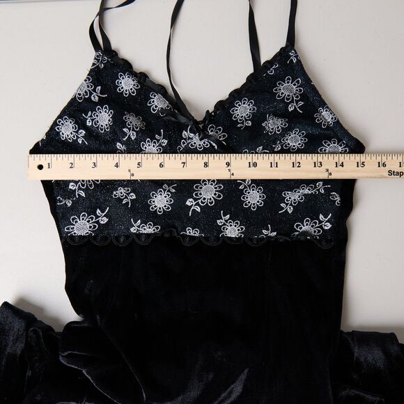 Vtg Y2K Helios Maxi Dress XS Velvet Witchy Goth Whimsigoth Fairy Grunge Floral - Picture 11 of 15